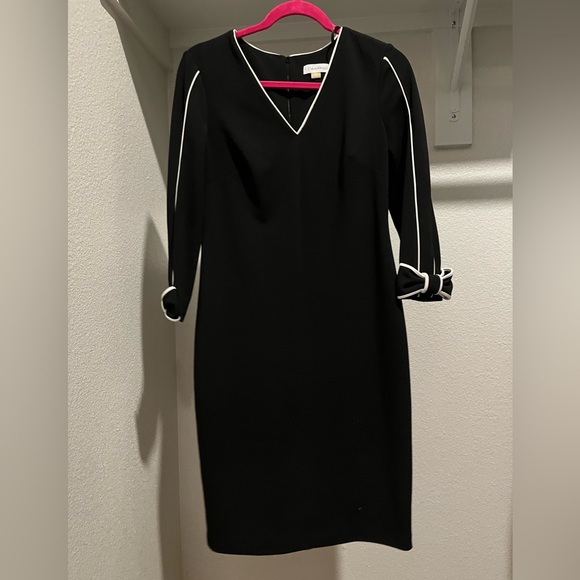 Calvin Klein Black Dress with White Trim - Picture 1 of 5